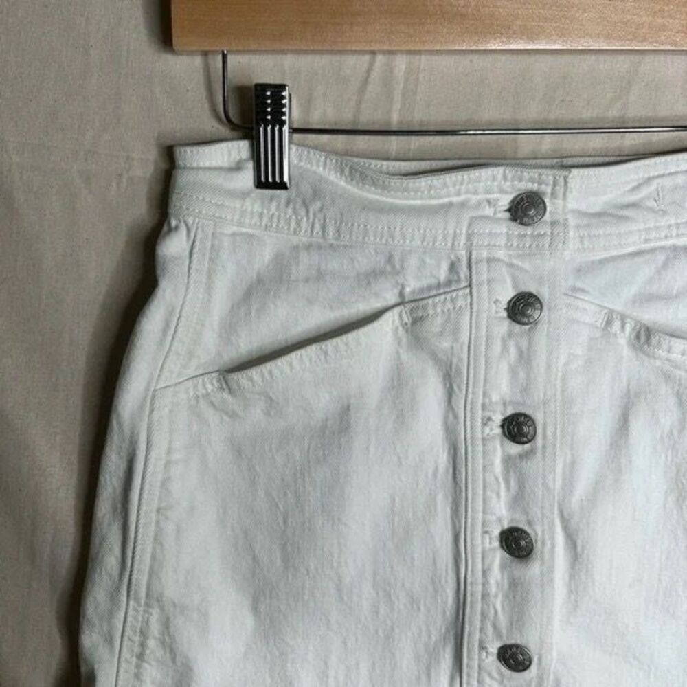 Madewell Stretch Denim A-Line Button Front Mini Skirt in Tile White Size 2 - Picture 4 of 10